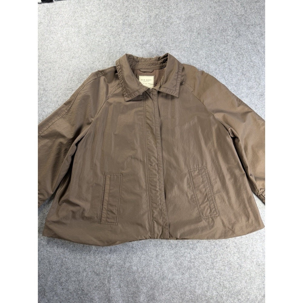Old Navy Womens Lightweight Jacket XXL Brown Cotton Blend A Line Bell Sleeves